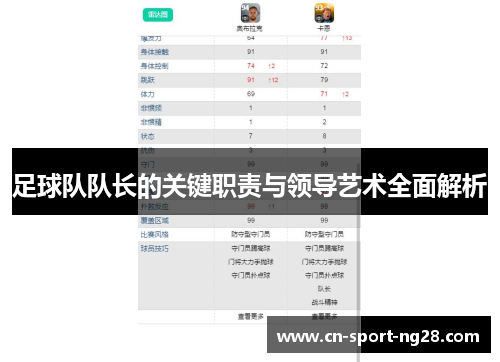 足球队队长的关键职责与领导艺术全面解析