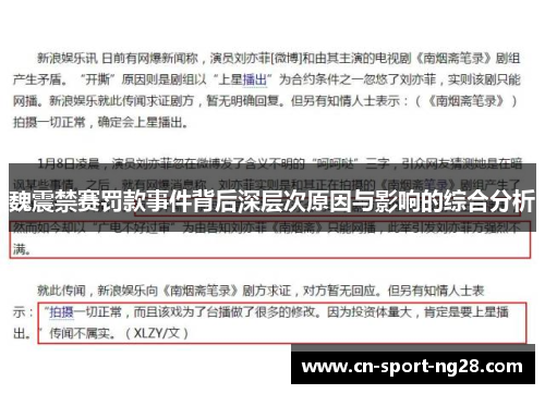 魏震禁赛罚款事件背后深层次原因与影响的综合分析